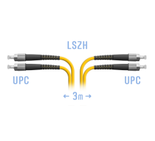 Патчкорд оптический FC/UPC SM Duplex 3 метр SNR SNR-PC-FC/UPC-DPX-3m
