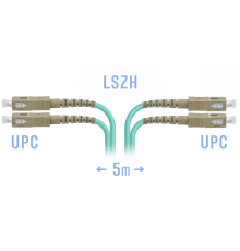 Патчкорд оптический SC MM Duplex 5метров SNR SNR-PC-SC/UPC-MM-DPX-5m