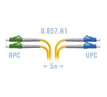 Патчкорд оптический LC/UPC-LC/APC SM G.657.A1 Duplex 5 метров SNR SNR-PC-LC/UPC-LC/APC-DPX-A-5m