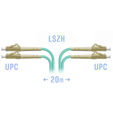Патчкорд оптический LC/UPC MM Duplex 20 метров SNR SNR-PC-LC/UPC-MM-DPX-20m
