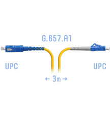 Патчкорд оптический LC/UPC-SC/UPC SM G.657.A1 3 метра SNR SNR-PC-LC/UPC-SC/UPC-A-3m