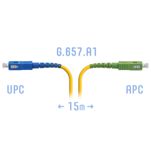 Патчкорд оптический SC/UPC-SC/APC SM G.657.A1 15 метров SNR SNR-PC-SC/UPC-SC/APC-A-15m