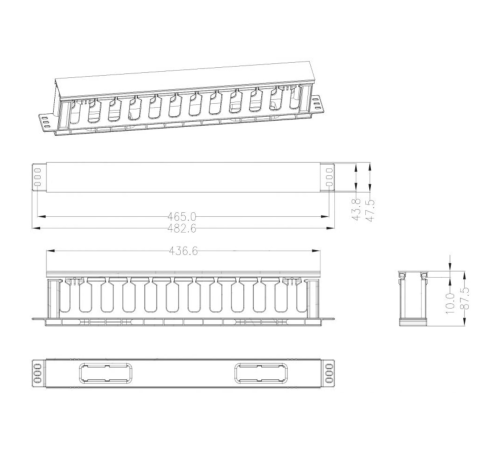 Кабельный органайзер пластиковый 1U SNR SNR-FB-ORG-3