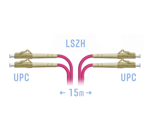 Патчкорд оптический LC/UPC-LC/UPC MM (OM4) Duplex 15 метров SNR SNR-PC-LC/UPC-MM4-DPX-15m Патчкорд оптический LC/UPC-LC/UPC MM (OM4) Duplex 15 метров SNR SNR-PC-LC/UPC-MM4-DPX-15m