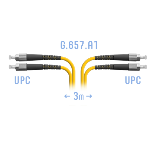 Патчкорд оптический FC/UPC SM G.657.A1 Duplex 3 метра SNR SNR-PC-FC/UPC-DPX-A-3m
