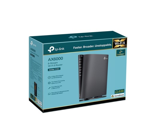 Двухдиапазонный роутер Wi‑Fi AX6000 с портом WAN/LAN 2,5 Гбит/с и поддержкой Mesh TP-Link Archer AX80(EU)