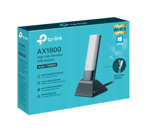 USB‑адаптер высокого усиления с поддержкой Wi‑Fi AX1800 TP-Link Archer TX20UH USB‑адаптер высокого усиления с поддержкой Wi‑Fi AX1800 TP-Link Archer TX20UH