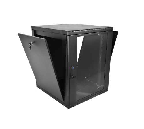 Шкаф телекоммуникационный настенный разборный 12U(600x650) съемные стенки дверь стекло цвет черный ЦМО ШРН-М-12.650-9005 30144247706
