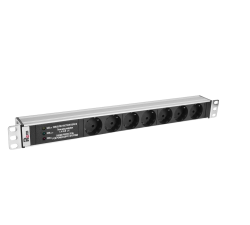 Блок розеток Rem -10 без шнура с фил. и инд. 7 Sсhuko вход IEC 60320 C14 10A алюм. 19 Rem R-10-7S-FI-440-Z 30112226914