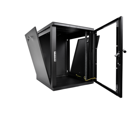 Шкаф телекоммуникационный настенный разборный 15U(600x650) съемные стенки дверь стекло цвет черный ЦМО ШРН-М-15.650-9005 30144247806