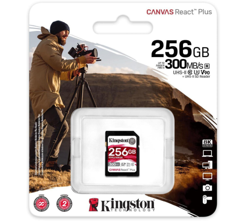 Карта памяти 256Gb SD Kingston Canvas React Plus SDR2/256GB