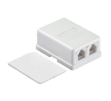 Розетка телефонная внешняя / 2 порта RJ11(6p2c) контактная белая Netko LX-204 2w (53144)