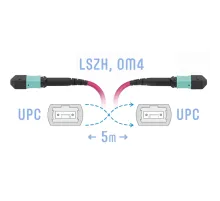 Патчкорд оптический MPO/UPC FF MM (50/125 OM4) 12 волокон 5 метров (Cross) SNR SNR-PC-MPO/UPC-MPO/UPC-FF-MM4-12F-5m