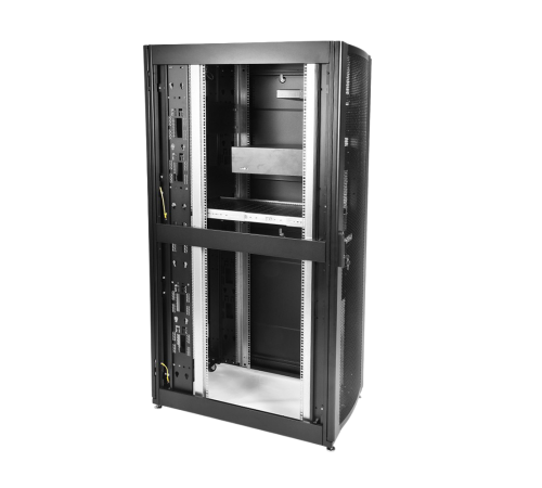 Шкаф серверный ПРОФ напольный 42U (800x1200) дверь перфор. 2 шт. черный в сборе ЦМО ШТК-СП-42.8.12-44АА-9005 30045000607