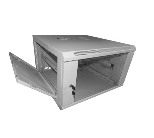 Шкаф настенный 6U серия WM (600х600х370) передняя дверь стекло собранный серый Netko 6606.900A-A (54733)