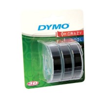 Лента для механических принтеров DYMO Omega, 9 мм х 3м, пластиковая черная, шрифт белый, 3 шт. в блистере (Original)