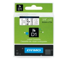Картридж с лентой D1 для принтеров DYMO LabelManager 6мм х 7м, пластик, черный на прозрачной ленте (Original)