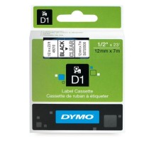 Картридж с лентой D1 для принтеров DYMO LabelManager 12 мм х 7 м, пластик, черный на прозрачном (Original)