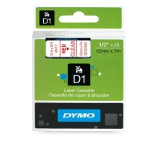 Картридж с лентой D1 для принтеров DYMO LabelManager 12 мм х 7 м, пластик, красный на прозрачном (Original)