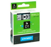 Картридж с лентой D1 для принтеров DYMO LabelManager 19мм х 7м, черный на прозрачной ленте (Original)