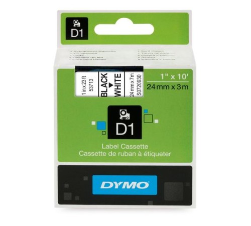 Картридж с лентой D1 для принтеров DYMO LabelManager 24 мм х 7 м, черный на белой ленте (Original)