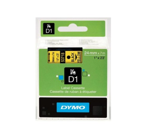 Картридж с лентой D1 для принтеров DYMO LabelManager 24 мм х 7 м, черный на желтой ленте (Original)