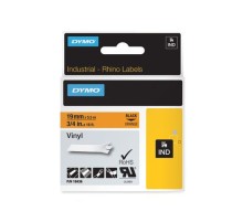 Виниловая лента для профессиональной маркировки внутри и снаружи помещений для принтеров DYMO Rhino 19мм x 5,5м, черный на оранжевой ленте (Original)