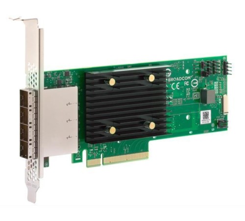 HBA-адаптер Broadcom SAS 9500-16e SGL (03-50075-00 / 03-50075-00002 / 03-50075-00003) PCIe Gen4 x8 LP, Tri-Mode SAS/SATA/NVMe 12G HBA, 16port(4*ext SFF8644), 3816 IOC {5} (id 26200)
