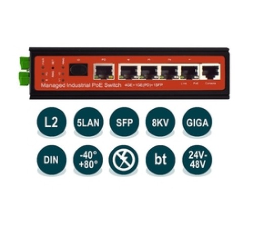 WI-PMS305GF-I Промышленный управляемый L2 коммутатор 4 PoE-out + 1 PoE-in + 1 SFP WI-PMS305GF-I Промышленный управляемый L2 коммутатор 4 PoE-out + 1 PoE-in + 1 SFP