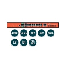 WI-PMS328GF-Alien, Коммутатор управляемый L2 MIX PoE 24/48В 400Вт, порты 24 PoE GE + 4 Combo GE/SFP