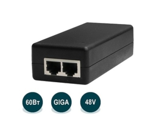 WI-POE55-48V-60W, Инжектор 1000Base-T 60Вт совместим с 802.3af/at/bt, 48В WI-POE55-48V-60W, Инжектор 1000Base-T 60Вт совместим с 802.3af/at/bt, 48В