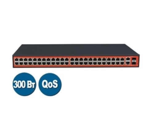 WI-PS150GFV, Коммутатор неуправляемый PoE 300Вт, порты 48 PoE FE + 2 Combo GE/SFP, режим QoS WI-PS150GFV, Коммутатор неуправляемый PoE 300Вт, порты 48 PoE FE + 2 Combo GE/SFP, режим QoS