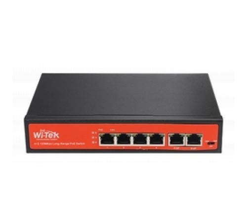 WI-PS205, Коммутатор неуправляемый PoE 65Вт, порты 4 PoE FE + 2FE, режим 250м и VLAN, Watchdog WI-PS205, Коммутатор неуправляемый PoE 65Вт, порты 4 PoE FE + 2FE, режим 250м и VLAN, Watchdog