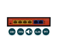 WI-PS205H, Коммутатор неуправляемый PoE 35Вт, порты 4 PoE FE + 2FE, режим 250м