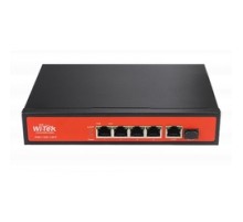 WI-PS305GF, Коммутатор неуправляемый PoE 65Вт, порты 4 PoE GE + 1GE + 1SFP, режим VLAN