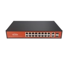 WI-PS320GF, Коммутатор неуправляемый PoE 350Вт, порты 16 PoE GE + 2 Combo GE/SFP, режим VLAN
