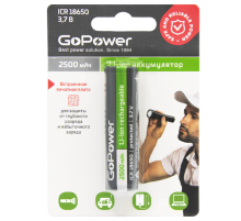 Аккумулятор Li-ion GoPower 18650 BL1 3.7V 2500mAh с защитой выс.конт. (1/6/120) Аккумулятор Li-ion GoPower 18650 с защитой с высоким контактом (00-00018354)