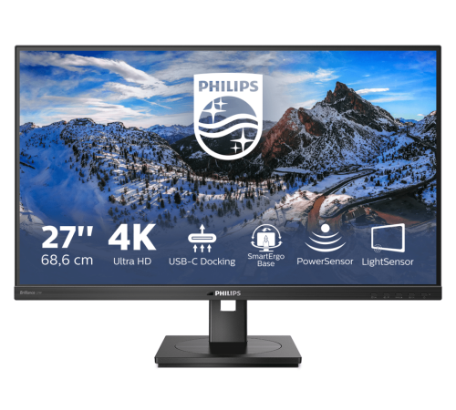 Монитор LCD 27'' [16:9] 3840x2160(UHD 4K) IPS, nonGLARE, 350cd/m2, H178°/V178°, 1000:1, 50M:1, 1,07 миллиардов цветов, 4ms, VGA, 2xHDMI, DP, USB-Hub, Height adj, Tilt, Swivel, Speakers, 2Y, Black