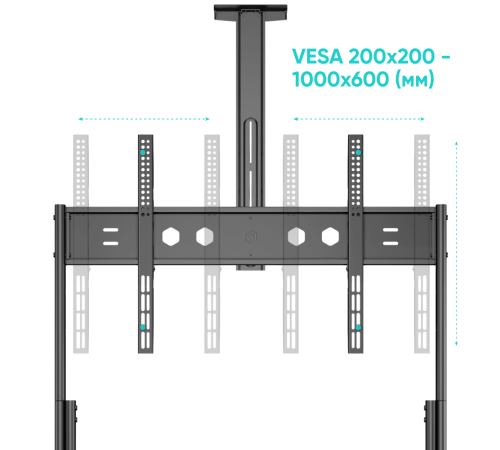 ONKRON стойка для телевизора с кронштейном 60"-120", мобильная, чёрная TS2080