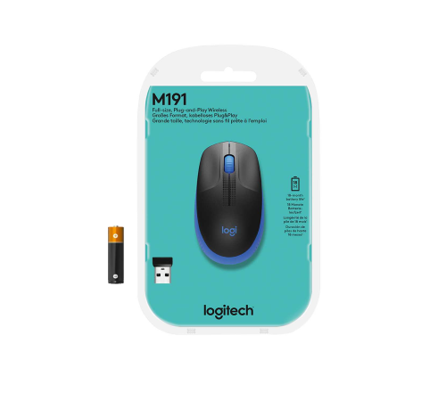 Мышь беспроводная полноразмерная Logitech M190 Blue (M/N: MR0087 / CU0019)