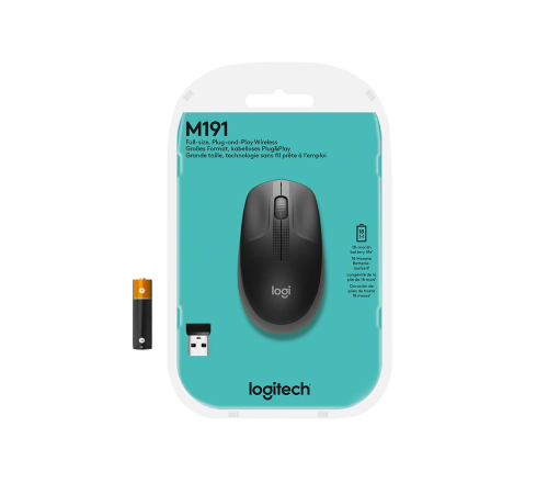 Мышь беспроводная полноразмерная Logitech M190 Mid Grey (M/N: MR0087 / CU0019)