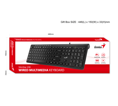 Клавиатура проводная Genius SlimStar 230II Black Клавиатура проводная Genius SlimStar 230II Black
