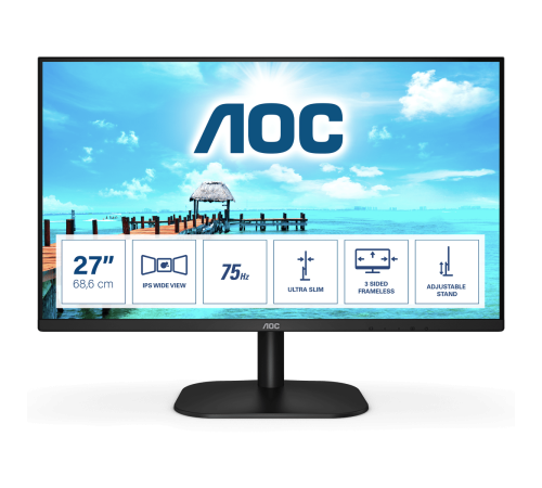 Монитор LCD 27'' [16:9] 1920х1080(FHD) IPS, nonGLARE, 250cd/m2, H178°/V178°, 1000:1, 20M:1, 16.7M, 4ms, VGA, HDMI, Tilt, 3Y, Black