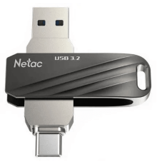 Флеш-накопитель Netac US11 USB 3.0 + Type C 128GB black/silver