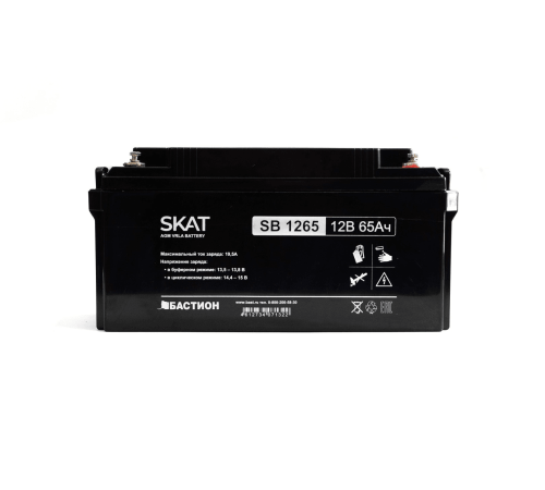 SKAT SB 1265 АКБ свинцово-кислотная тип AGM 12V 65Ач I зар.19,5А (клеммы под болт М6, гарантия - 18 месяцев) (2541)