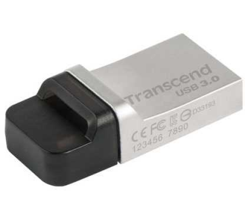 USB Накопитель Transcend 32GB JETFLASH 880 silver USB 3.0/microUSB