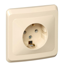 Systeme electric PC16-003K ЭТЮД С/У РОЗЕТКА с заземлением без шторок 16А 250B, КРЕМОВЫЙ, Россия