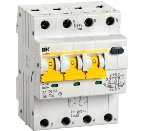 Iek MAD22-6-032-C-100 АВДТ 34 C32 100мА - Автоматический Выключатель Дифф. тока Iek MAD22-6-032-C-100 АВДТ 34 C32 100мА - Автоматический Выключатель Дифф. тока