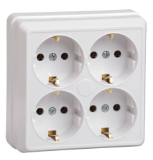 Iek ERO41-K01-16-DC РС24-3-ОБ Розетка 4местн. с з/к 16А откр.уст. ОКТАВА (белый)