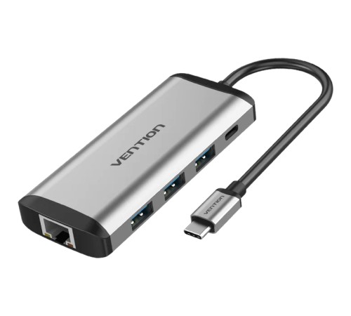 Мультифункциональный хаб Vention USB Type C 9 в 1 Мультифункциональный хаб Vention USB Type-C M/HDMI F+USB 3.0+TF F+SD F+RJ45+mini jack 3.5 mm F+USB Type-C F (THAHB)